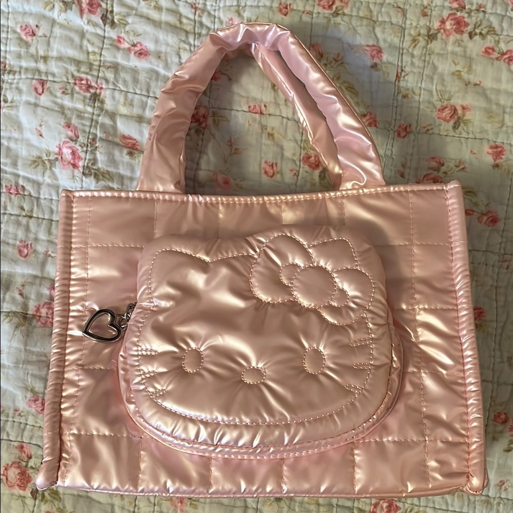 SANRIO Hello Kitty Pink Snowsuit Quilted Mini Tote Bag